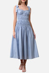 Moon River Shirred Midi Dress