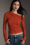 AFRM Barry Silken Lace Top in Poppy Red