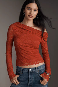 AFRM Barry Silken Lace Top in Poppy Red