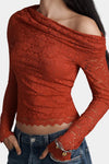AFRM Barry Silken Lace Top in Poppy Red
