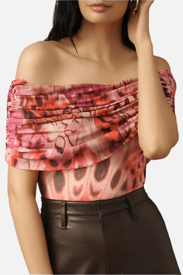 AFRM Divya Bodysuit in Berry Butterfly