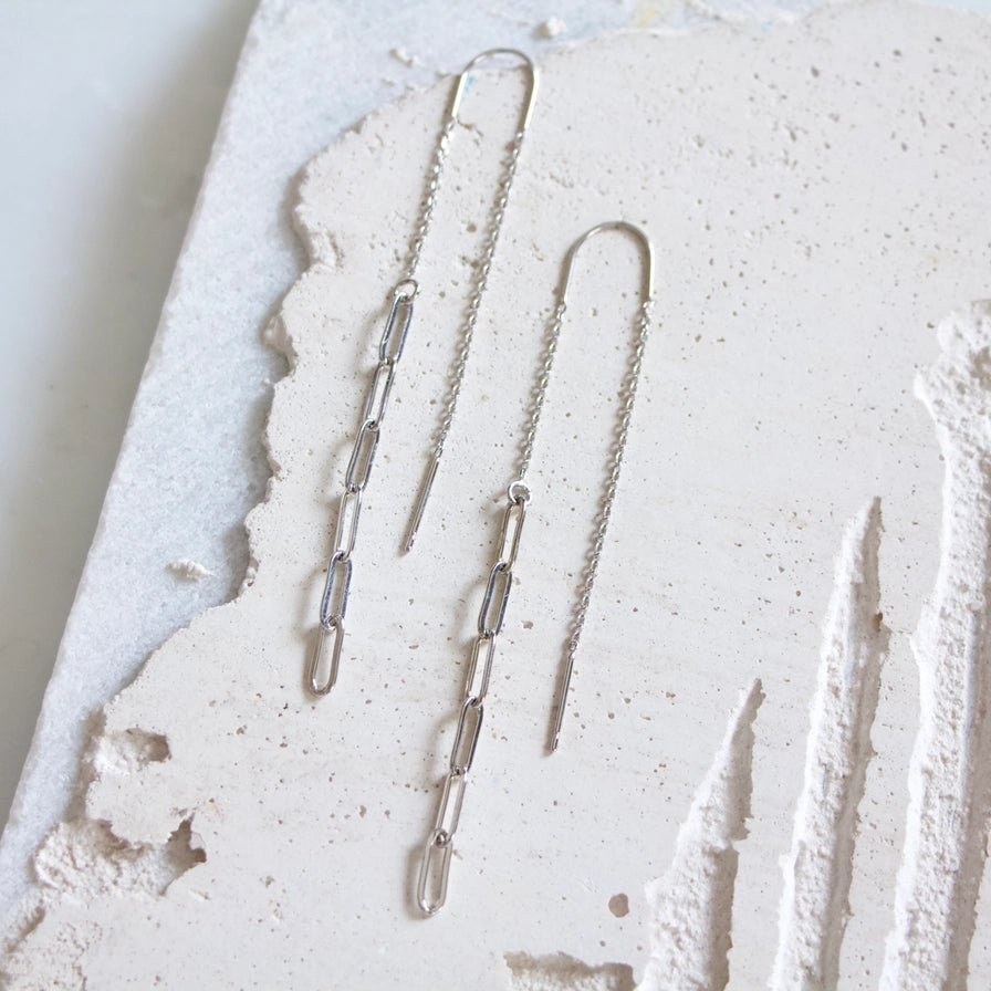 Mesa Blue Paperclip Threader Earrings