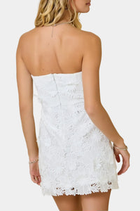 Cyra Flower Appliqué Mini Dress