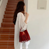 Bria Suede-Like Microfiber Leather Crossbody Bucket Bag