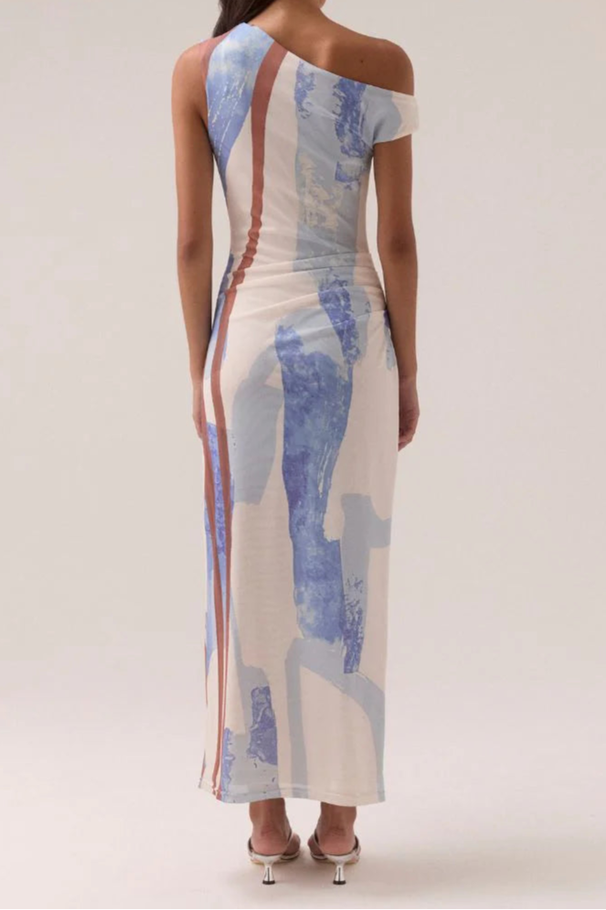 Sovere Hunter Mesh Maxi Dress in Blue Spice