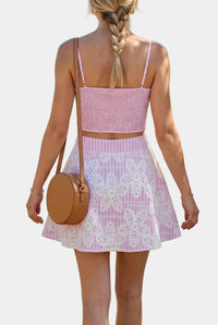 Mally Floral Embroidered Top & Mini Skirt Set
