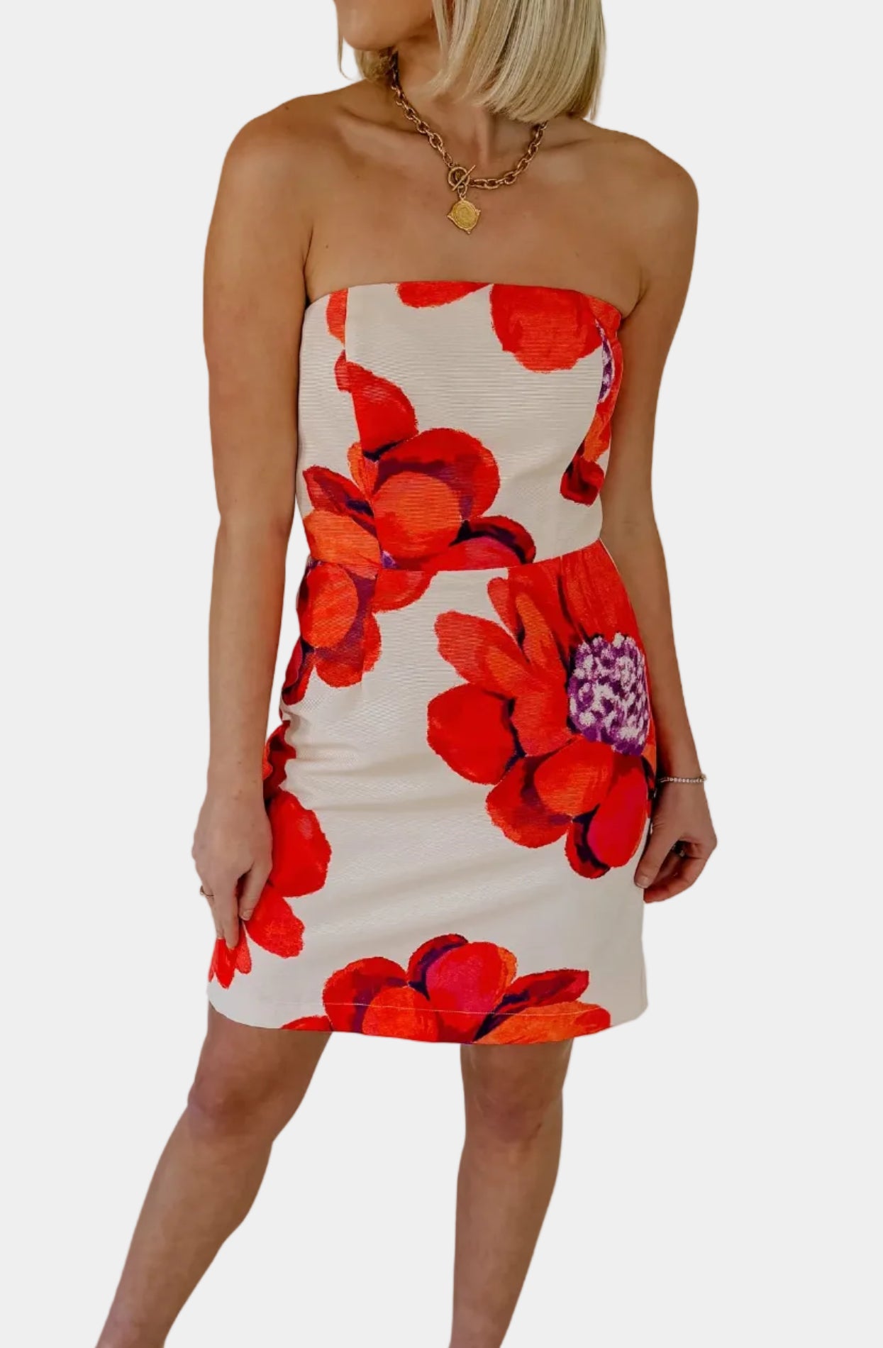 Lavender Brown Angelina Dress - XS / Butter/Coral