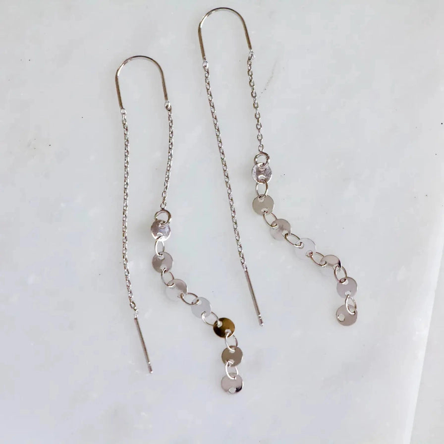 Mesa Blue Coin Threader Earrings