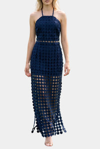 Dylan Dot Lace Halter Top & Sheer Maxi Skirt Set