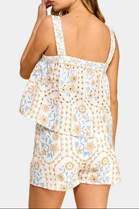 Winny Embroidered Top & Shorts Set