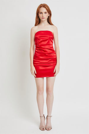 Avery Satin Tube Mini Dress
