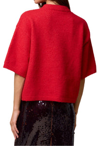 Lila Short Sleeve Sweater Top in Red