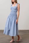 Moon River Shirred Midi Dress
