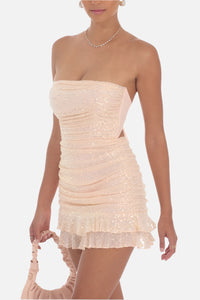 Meadow Sequin Ruched Mini Dress