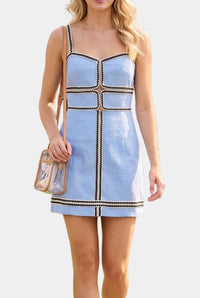 Peyton Rope Trim Mini Dress in Sky Blue