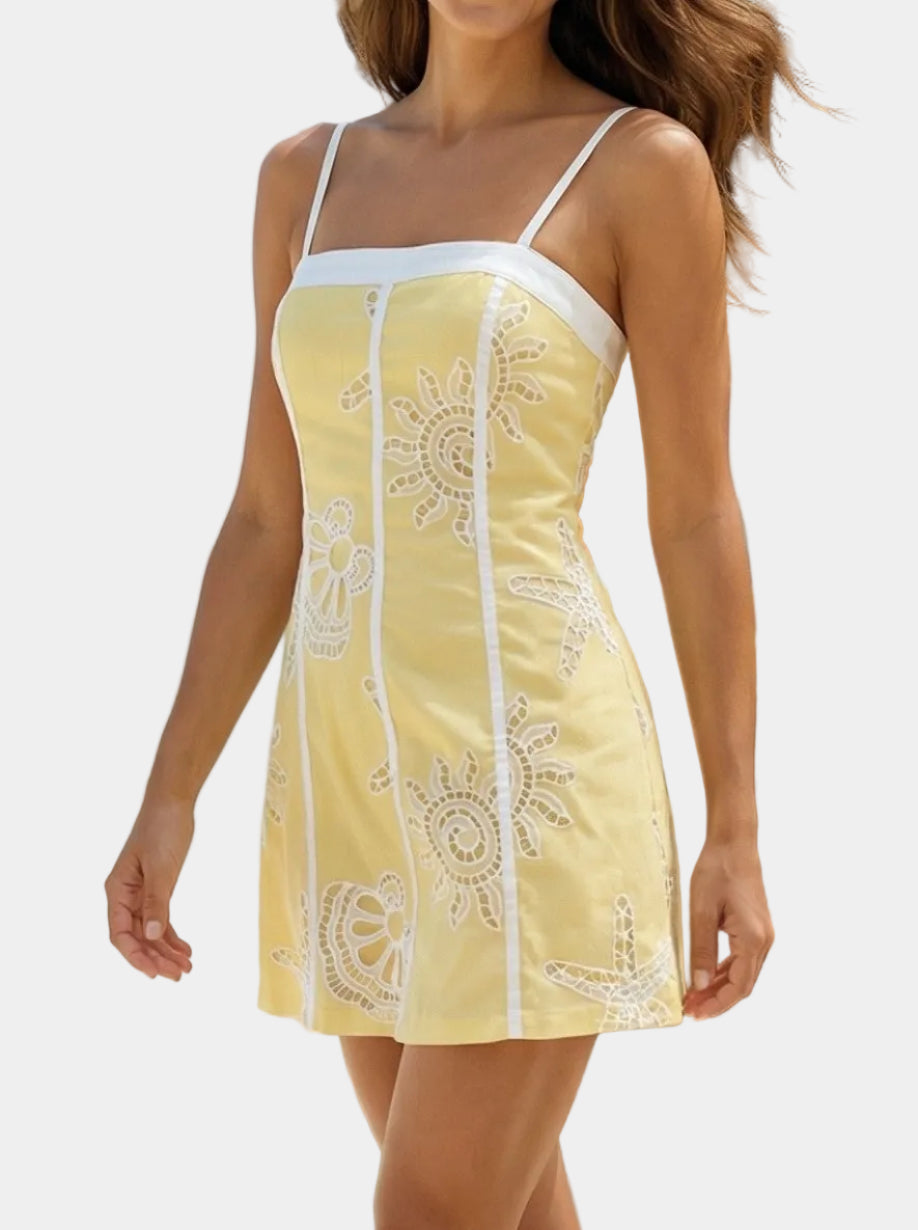 Portia Embroidered Mini Dress