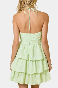 Ryder Stripe Halter Tiered Mini Dress