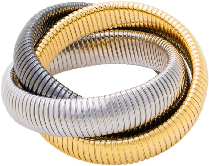 Janis Savitt Triple Cobra Bracelet in Gold/Rhodium/Gunmetal