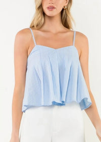 Jessica Striped Pleated Tank Top