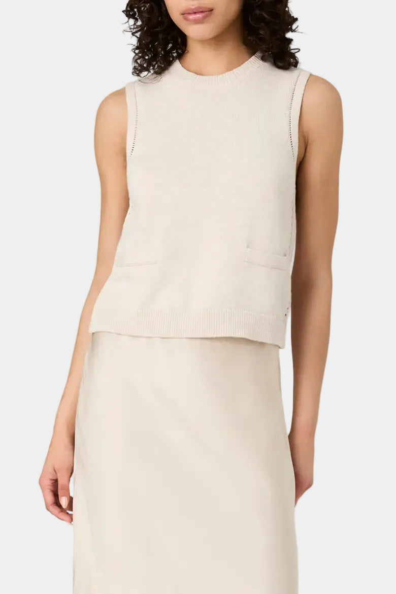 French Connection Mozart Sleeveless Pointelle Border Top