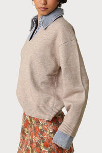 Emily Denim Collar Contrast Knit Sweater