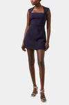 French Connection Whisper Ruth Square Neck Mini Dress in Navy