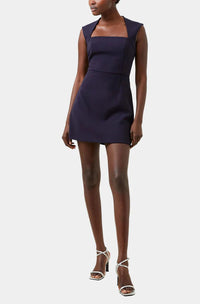 French Connection Whisper Ruth Square Neck Mini Dress in Navy