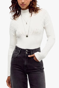 Free People Cable For Two Bodysuit in White Alyssum