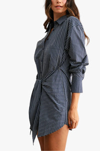 Hadley Pinstripe Wrap Mini Shirt Dress