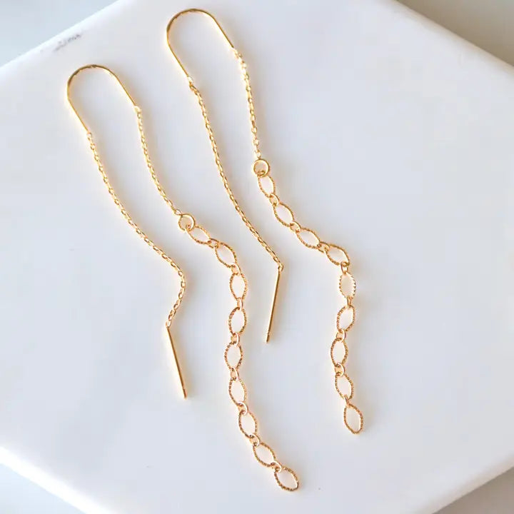 Mesa Blue Textured Threader Earrings