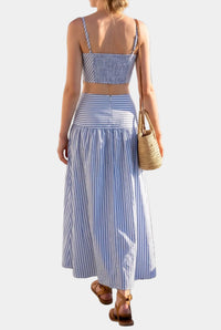 Ronan Striped Rose Detail Top & Midi Skirt Set