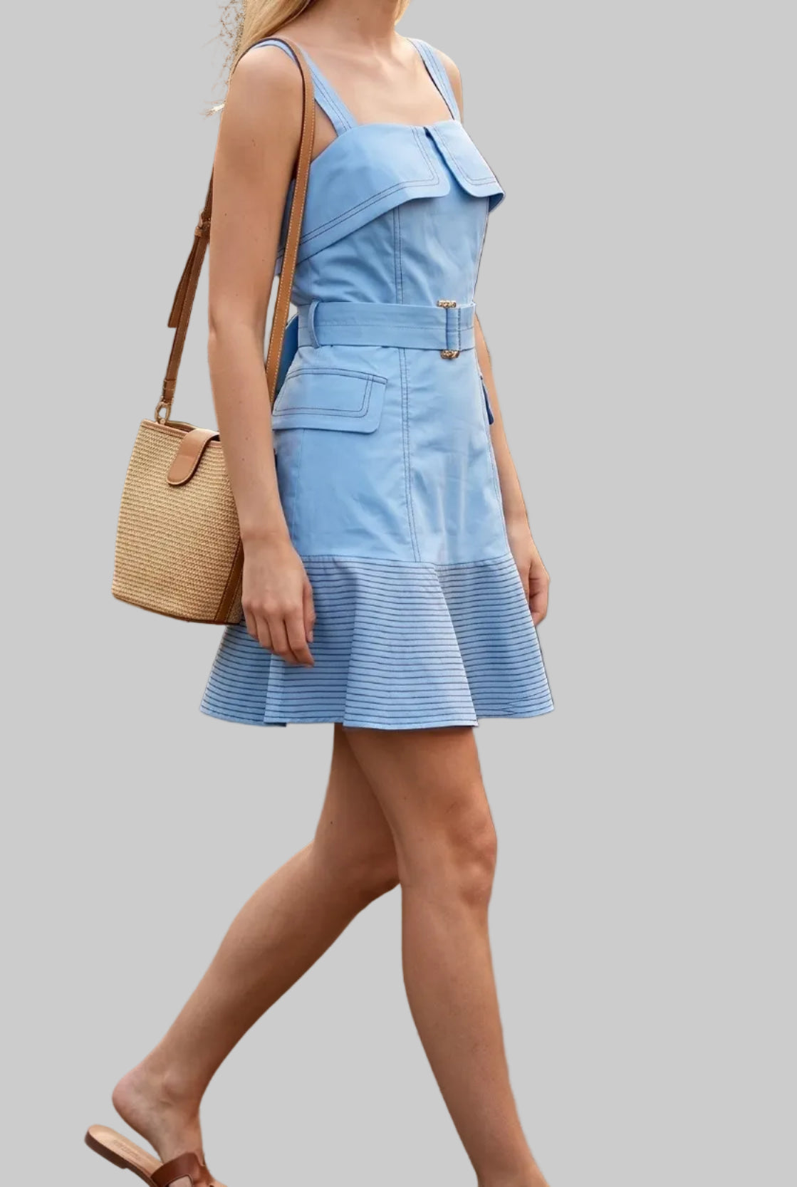 Kenzie Contrast Stitch Belted Mini Dress
