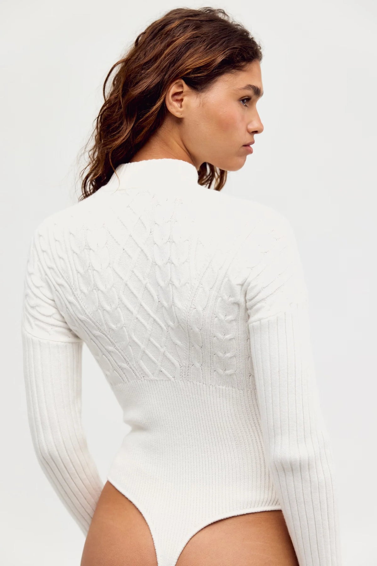 Free People Cable For Two Bodysuit in White Alyssum