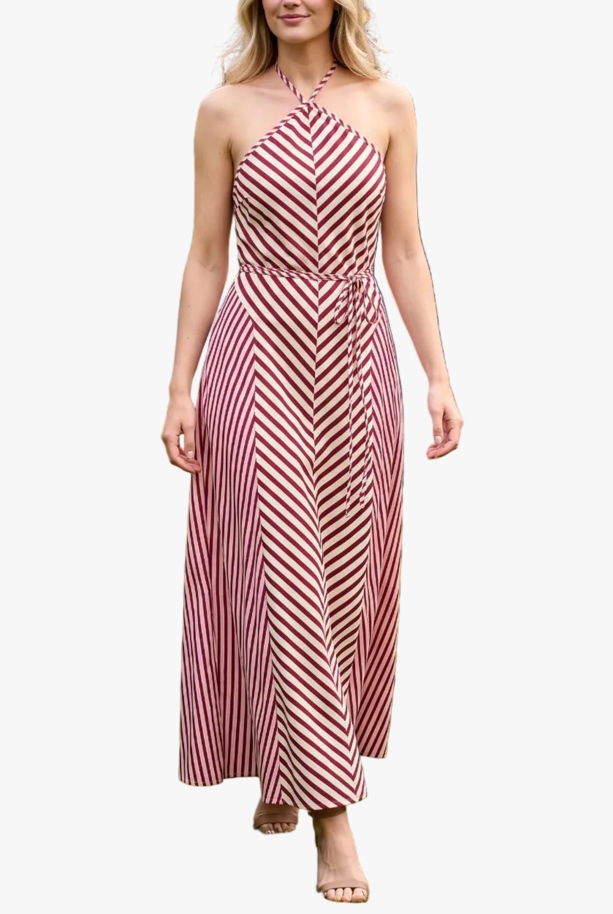 Mica Striped Halter Maxi Dress