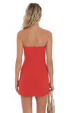 Rosa Strapless Side Ruched Mini Dress in Blood Orange