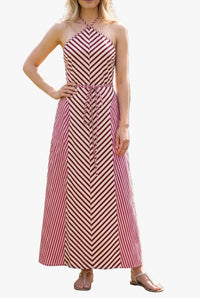 Mica Striped Halter Maxi Dress