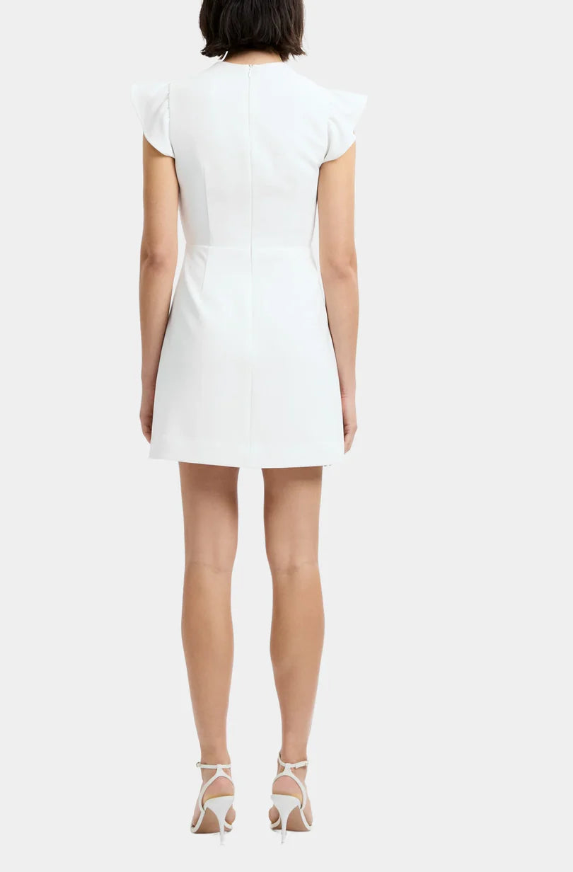 French Connection Whisper Square Neck Flutter Sleeve Dress in White