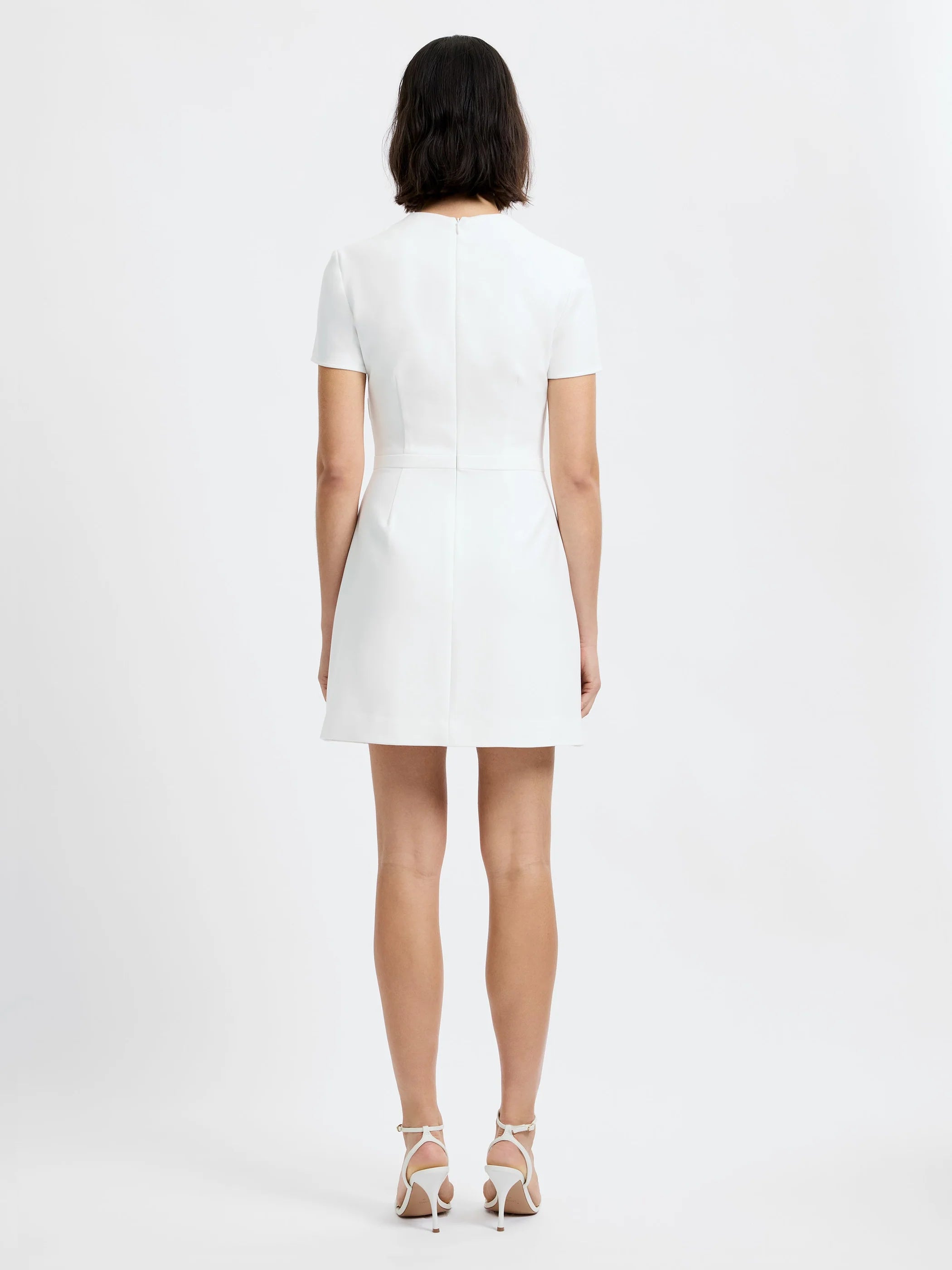 French Connection Square Neck Short Sleeve Mini Dress in Summer White