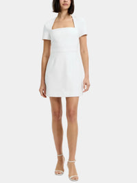 French Connection Square Neck Short Sleeve Mini Dress in Summer White