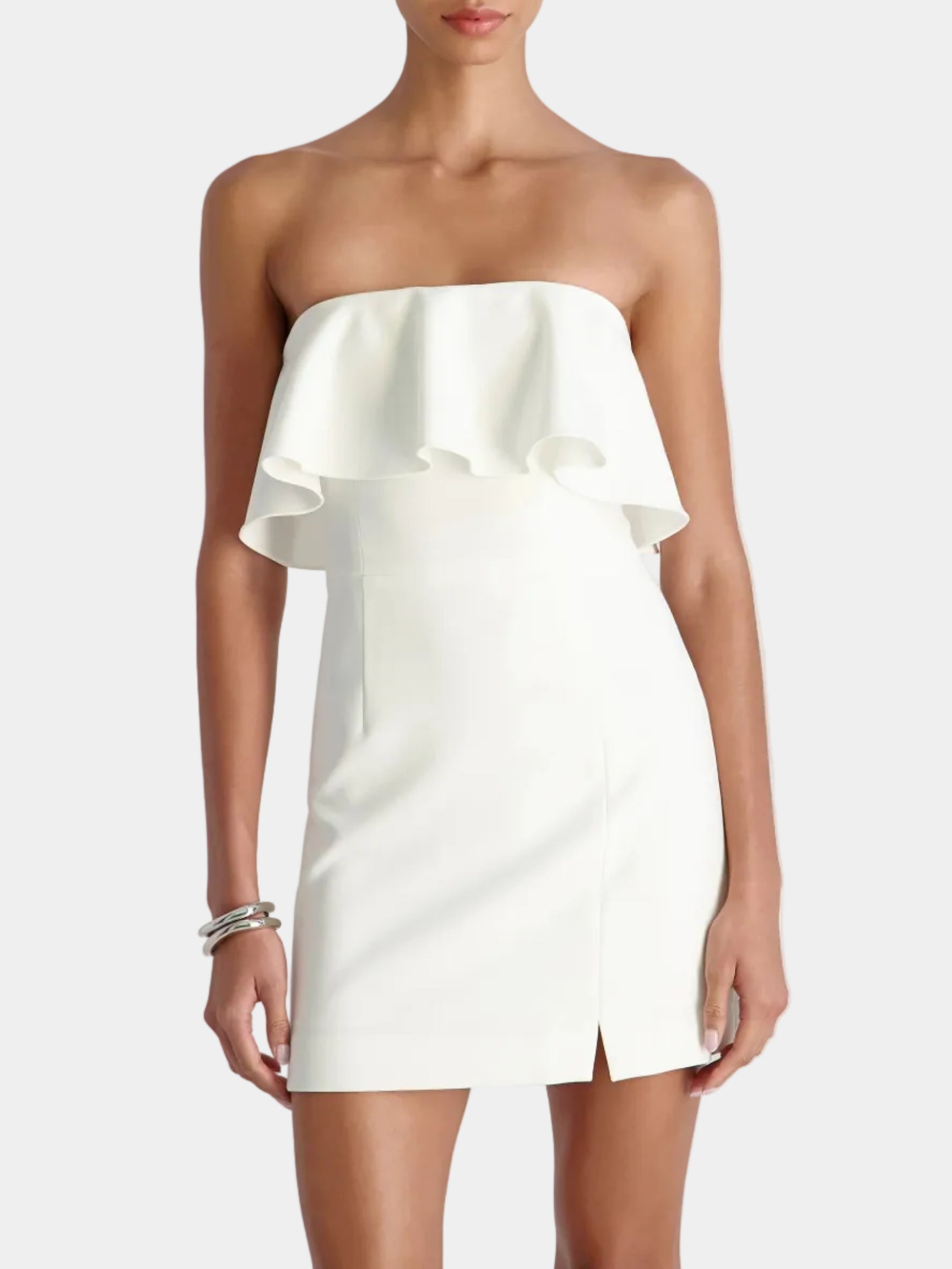 French Connection Whisper Strapless Frill Mini Dress