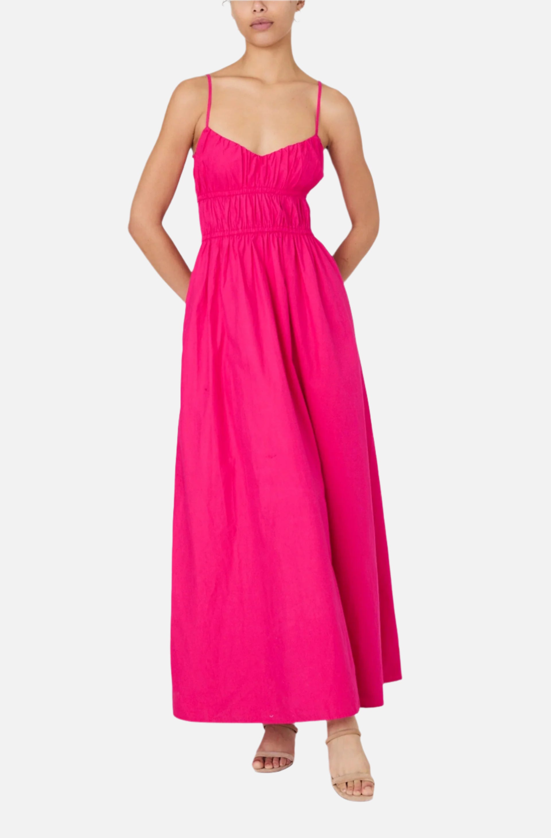 French Connection Poplin Ruched Maxi Dress