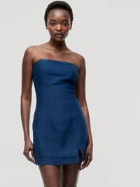 French Connection Birdie Linen Strapless Mini