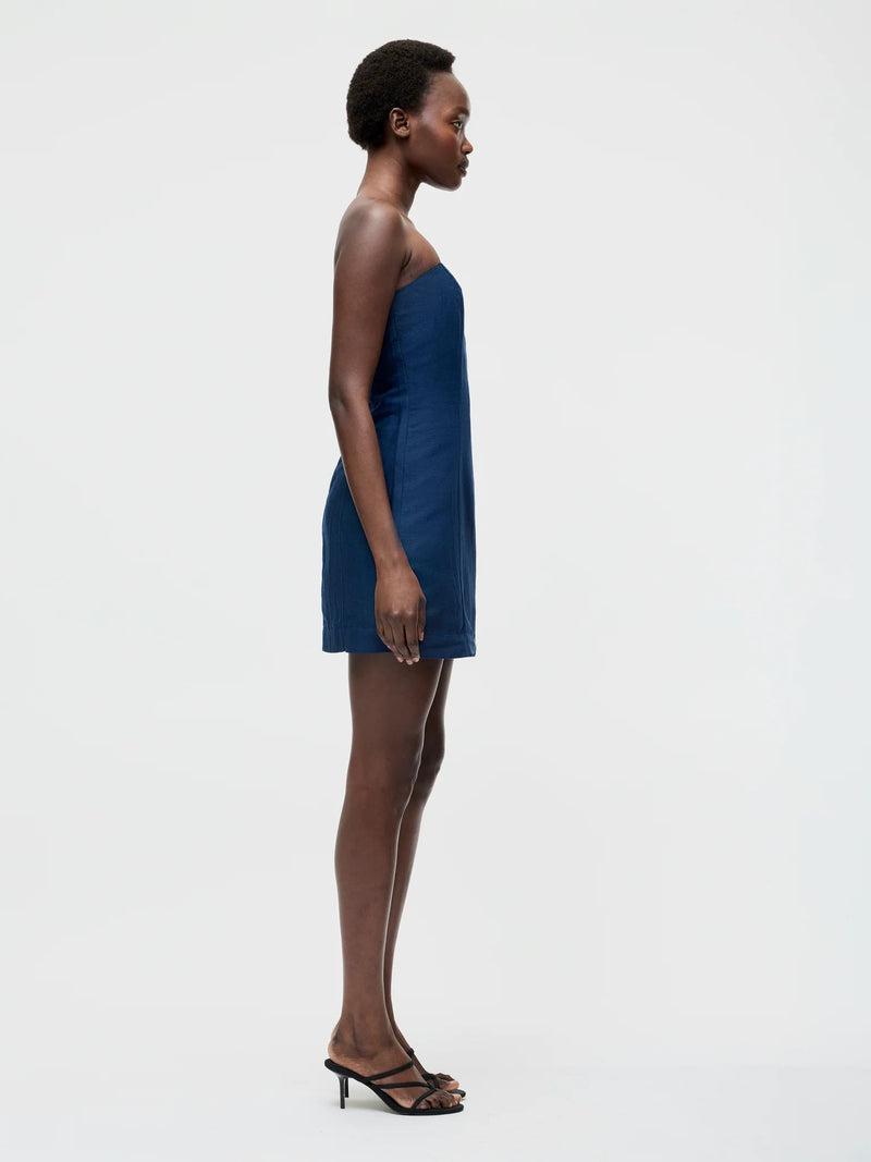 French Connection Birdie Linen Strapless Mini