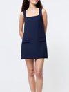 French Connection Whisper Square Neck Shift Dress in Marine