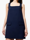 French Connection Whisper Square Neck Shift Dress in Marine