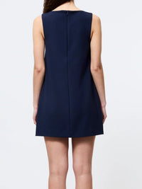 French Connection Whisper Square Neck Shift Dress in Marine