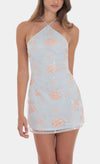 Finley Floral Halter Dress in Light Blue