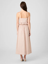 French Connection Lilah Stretch Ruffle Peplum Top in Ginger Almond