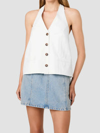 French Connection Keller Cotton Twill Boxy Halter Top