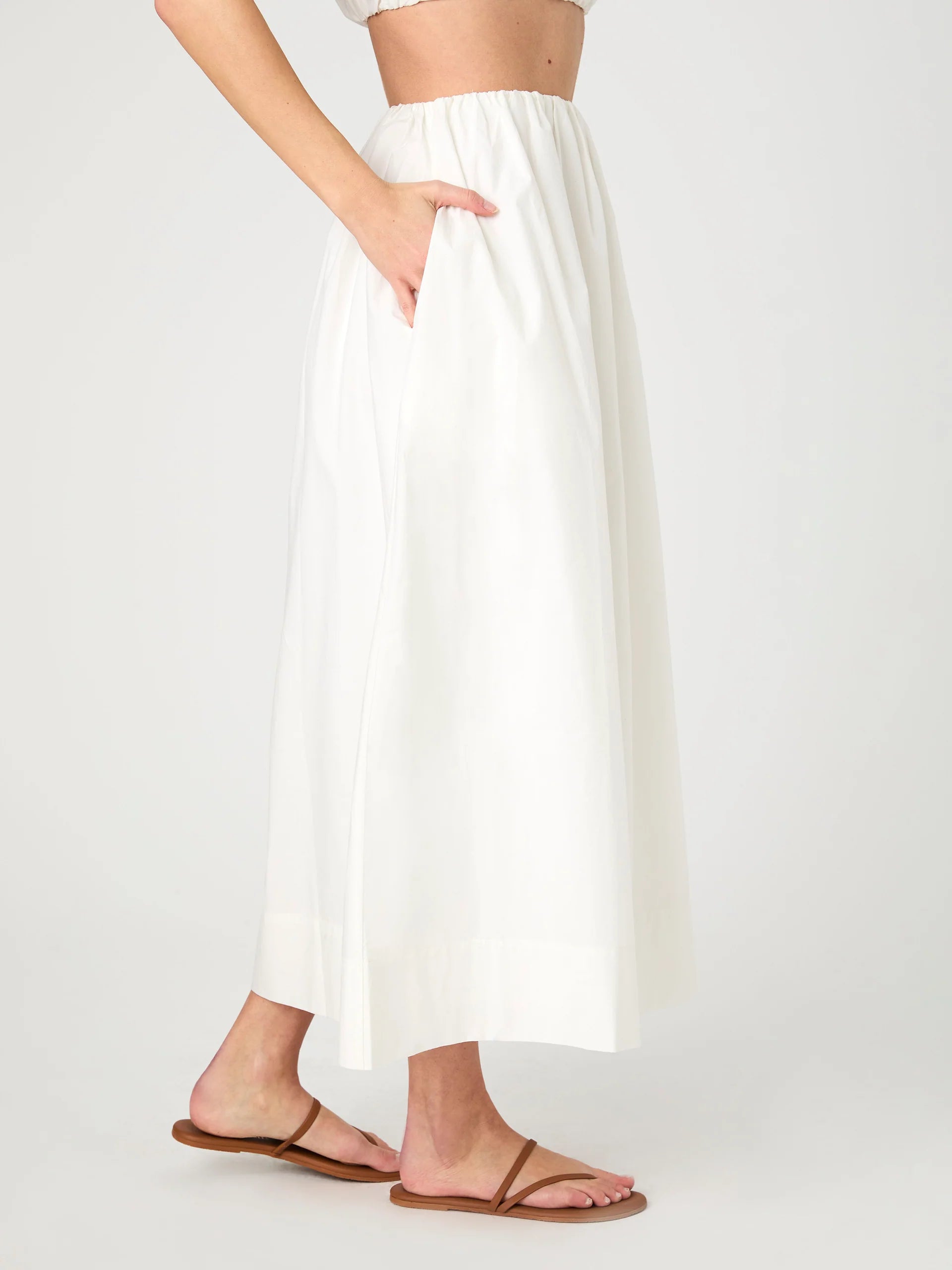 French Connection Nomi Cotton Crop Top & Midi Skirt